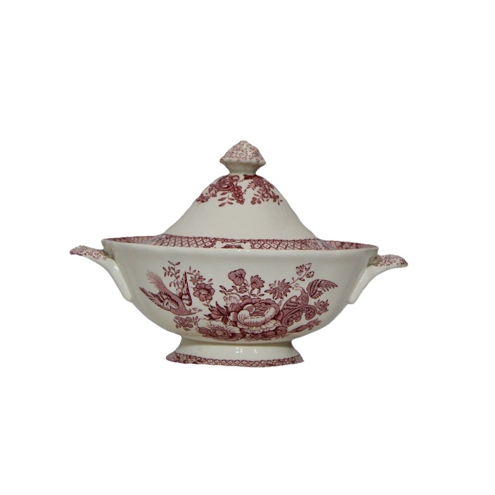 Mason’s Stratford Pink Ironstone Covered Sauce Vegetable Tureen England Vtg
